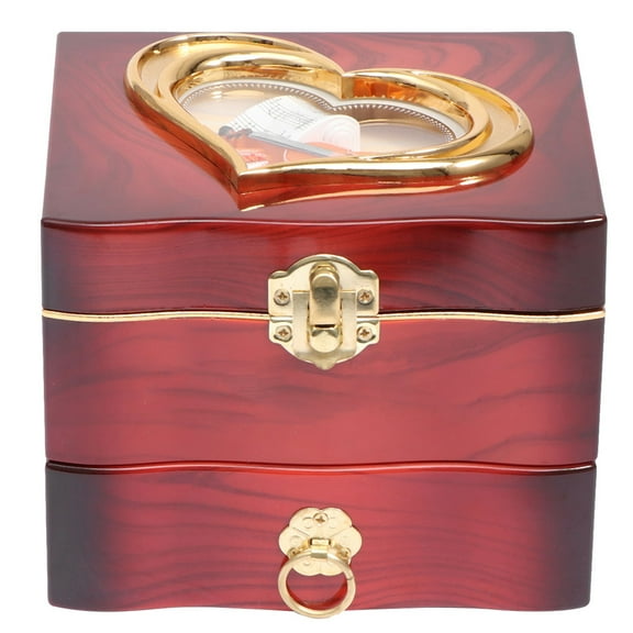 OULII 2 in 1 Red Jewelry Storage Container and Music Box for Necklace and Bracelet