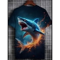 thumbnail image 2 of Men's full-body printed T-shirt, electric shark fusion design 3D digital pattern, round neck short sleeves, casual outdoor wear, 2 of 6