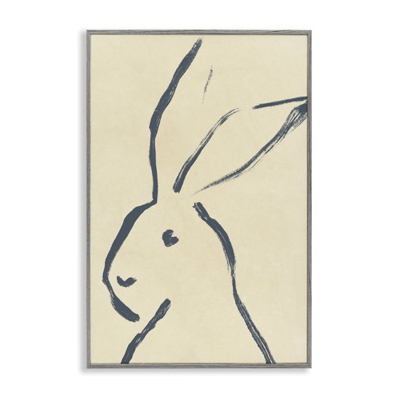 Stupell Industries Minimal Brushed Rabbit Animals & Insects Drawing Gray Framed Art Print Wall Art, 20 x 30