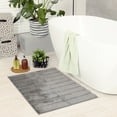 thumbnail image 6 of Unique Bargains Soft Stripe Bathroom Rug Rubber Backing Quick Dry Bath Rug Grey 20" x 32", 6 of 7