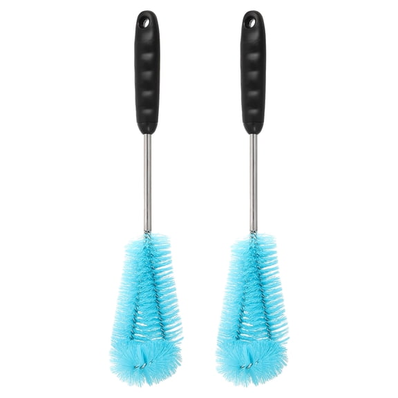 Uxcell Water Bottle Brush,2 Pcs 14.6'' Twisted Plastic Handle Water Bottle Cleaner Scrubbing Brush (Blue)
