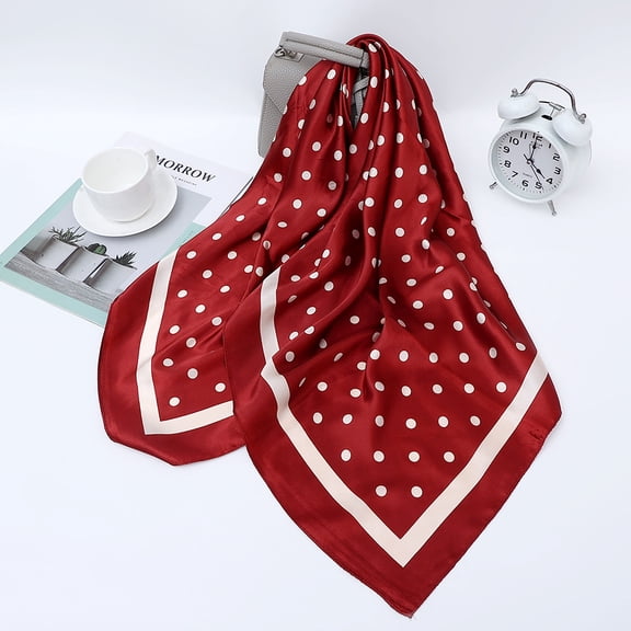 suxuMhao Scarf, Polka dot scarf Square scarf Head scarf Neck scarf Large scarf Leisure headscarf, White and Red, 35.43*35.43 Inches, 2 Pieces, Soft Scarf for Daily Use, Style 1