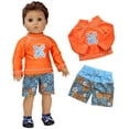 thumbnail image 2 of Sophia's - 18" Doll - Surf Shirt & Floral Print Swim Trunks - Orange, 2 of 4