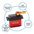 thumbnail image 3 of Lot de 4 Servo Numérique Haute Couple 30KG avec Boîtier en Alliage d'Aluminium Rouge & PBT, Rotation 270°, 5 Engrenages en Acier Inoxydable, 2 Roulements BB, Bras Servo Orange 25T, Tension 4.8-7.2V, Vitesse 0.17-0.24sec/60°, 3 of 6