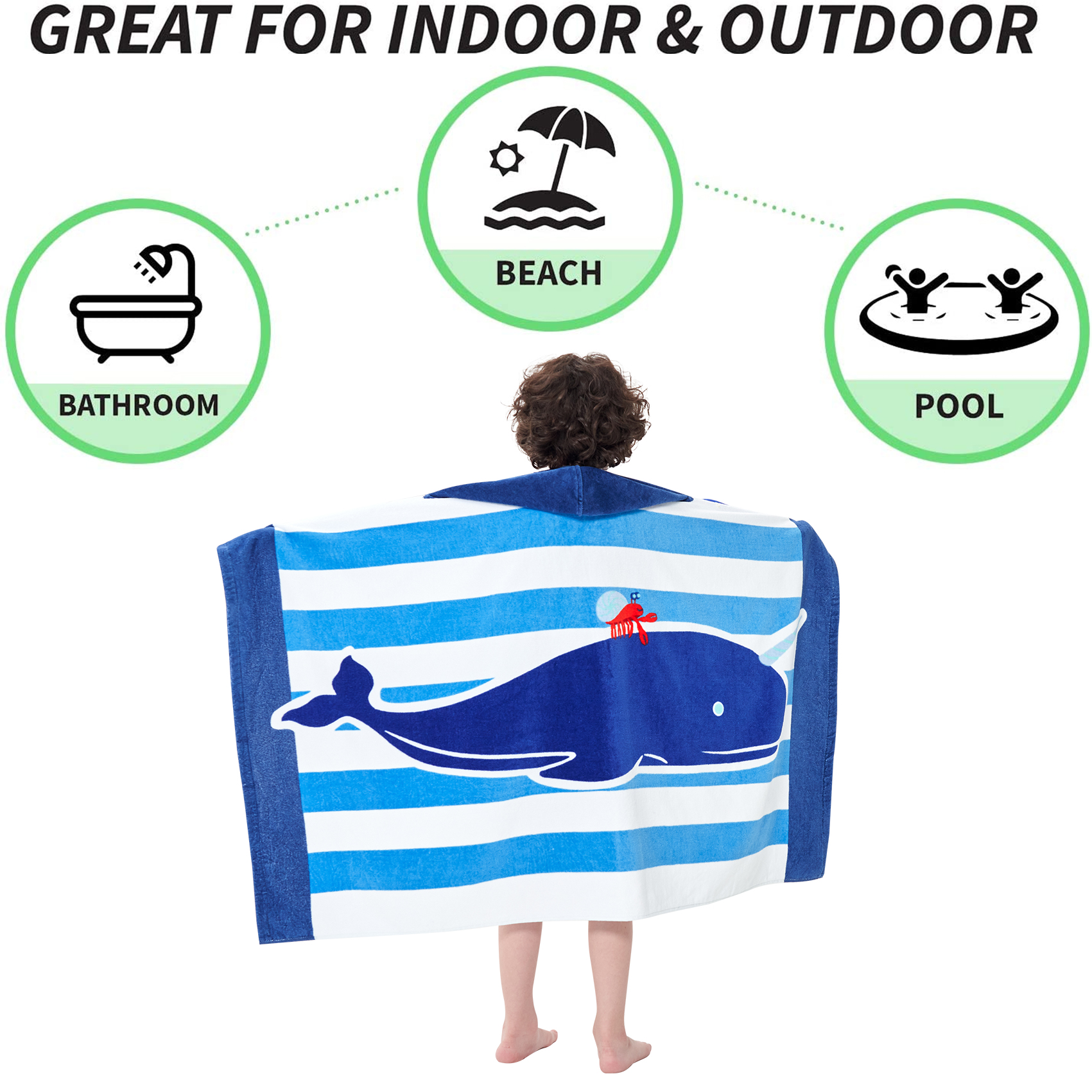 Serviette De Bain à Capuche Enfants - Motif Véhicules - 127x76 Cm (50x30'') - Absorbante Et Légère - Pour Piscine, Plage, Voyage - 2