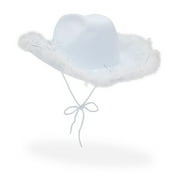 White Feather Cowboy Hat for Men & Women Adult Costume, Cowgirl Bachelorette & Birthday Party Head Accessories