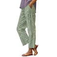 thumbnail image 2 of Women's Casual Pants Women'S Floral Embroidered Lace Printed Loose Pocket Patchwork Casual Pants,Green Women's Casual Pants XL, 2 of 5