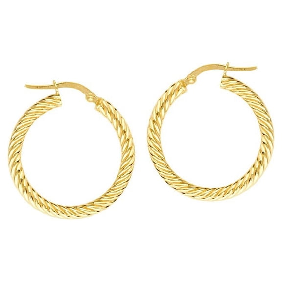 10k Yellow Gold 3x25mm Rope Twist Hoop Earrings - 1.8 Grams