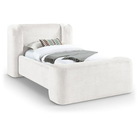 Meridina Furniture Modena Cream Chenille Fabric Upholstered Twin Bed