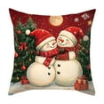 thumbnail image 5 of ​Christmas Throw Pillow with Snowman Design, Festive Red Background Holiday Decor for Sofa Couch Living Room Seasonal Home Decoration​​ A, 5 of 6