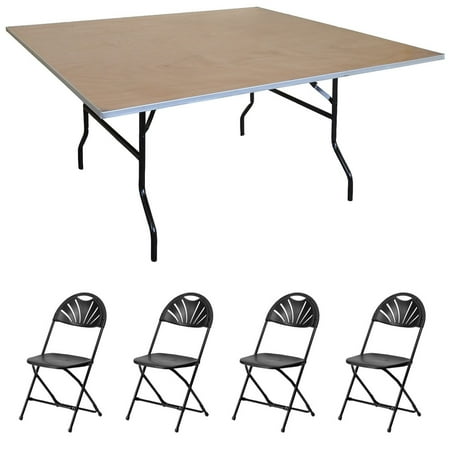 Pogo 30 Square Wood Banquet Folding Table And Chairs Black Chair Pogo 30 Square Wood Banquet Folding Table And Chairs Black Chair