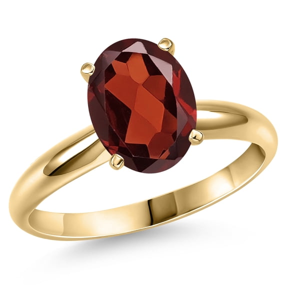 Gem Stone King 14K Yellow Gold Red Garnet Engagement Ring for Women | 3.65 Cttw | Oval 11X9MM | Gemstone January Birthstone | Size 8