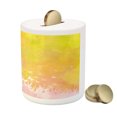 thumbnail image 3 of Watercolor Piggy Bank, Spring Meadow with Silhouette of Flower Grass and Butterfly Art, Ceramic Coin Bank Money Box for Cash Saving, 3.6" X 3.2", Earth Yellow Pale Pink, by Ambesonne, 3 of 4