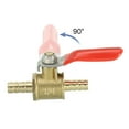 thumbnail image 4 of Uxcell 1/4" Brass Mini Ball Valve Shut-off Switch Valve Hose Barb Pipe Tube Fittings Red Handle, Brass Tone 3 Pcs, 4 of 5