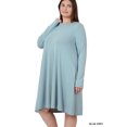 thumbnail image 3 of Zenana Women & Plus Long Sleeve Jersey Flared Swing T-Shirt Tunic Dress with Side Pockets, 3 of 5
