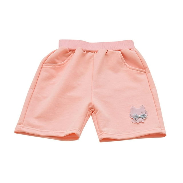 Odeerbi 2-12 Años Niños Niñas Bermudas Deportivas de Verano Gato Bordado Pantalones Cortos Deportivos de Algodón Bonitos Pantalones Transpirables de Longitud Media