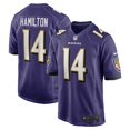 thumbnail image 2 of Baltimore Ravens Kyle Hamilton #14 Purple Official NFL Player Game T-Shirt, 2 of 4