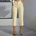 thumbnail image 2 of Sexlip Women's Capri Pants Summer wide leg relaxed fit high waist solid color with pockets casual suitable for all occasions Yellow S, 2 of 9