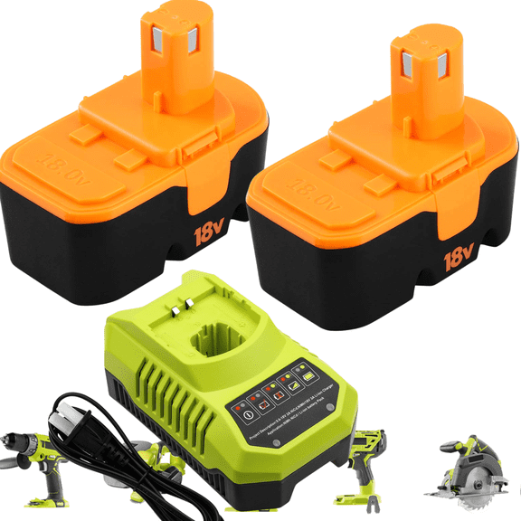 2Packs 3600mAh Ni-Mh Replacement for Ryobi 18V Battery and P117 Charger for Ryobi 9.6V-18V Lithium Ni-Cd&Ni-Mh Battery COMBO