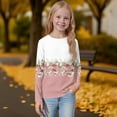 thumbnail image 4 of Inglocry Girls Casual Long Sleeve T Shirts Crewneck Loose Fit Tops Kids Button Floral Fall Winter Tee Blouses Size 5-14 Pink 7-8Y, 4 of 5
