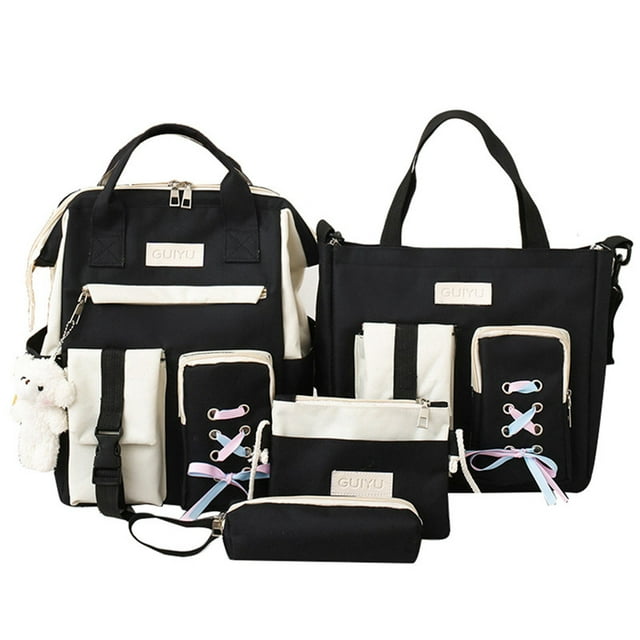 Girls School Bag Set Cute 5PCS Large Capacity Campus Backpack Elementary Bookbag