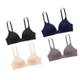 thumbnail image 2 of Sujetador push up sin costuras, ajustable, suave, transpirable, de color puro, para mujeres estudiantes, 4 piezas, color mezclado 36AB, 2 of 15