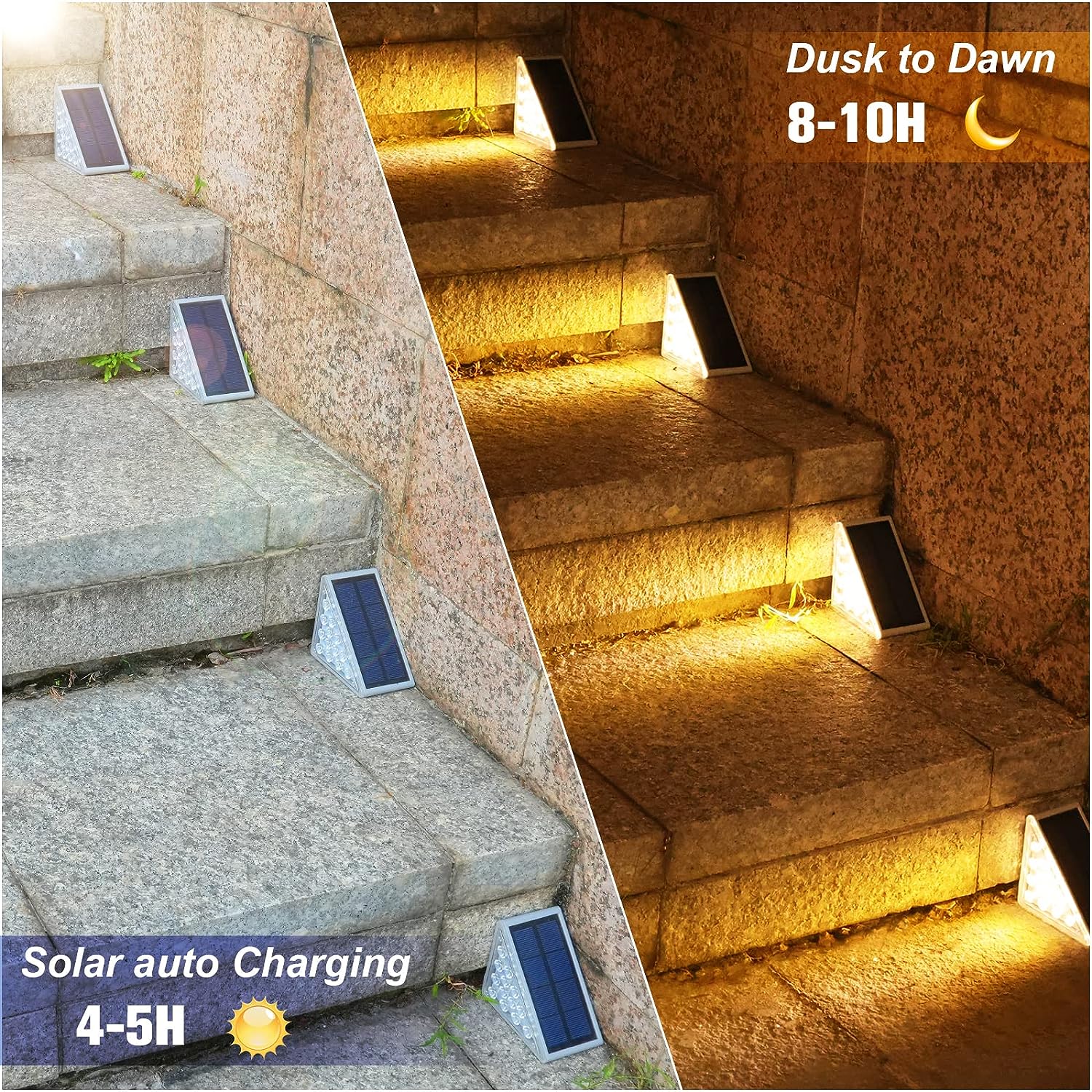 Solpex Solar Step Lights 6 Pack - Multicolor Outdoor Fence Lights for