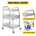 thumbnail image 5 of VEVOR Shelf Stainless Steel Catering Medical Dental Lab Rolling Cart Commercial Wheel Dolly Restaurant Dinging Utility Services (2, 3 Shelves/ 1 Drawer, 5 of 9