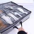 thumbnail image 2 of Organizador de zapatos para debajo de la cama, 3 unidades, caja de tela plegable para zapatos con cubierta transparente, bolsa de almacenamiento con ventana transparente, 2 of 7