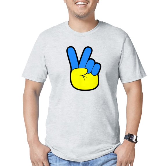 CafePress - Ukrainian Flag Peace Sign Ukraine Native H T Shirt - Fitted T-Shirt, Vintage Fit Soft Cotton Tee