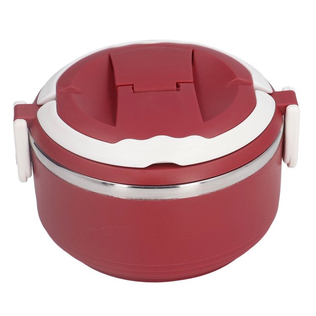 Food Box, Japanese Style Large Capacity Thermal Stainless Steel Portable Bento Box For Office For School Single Layer Red【201 Liner】