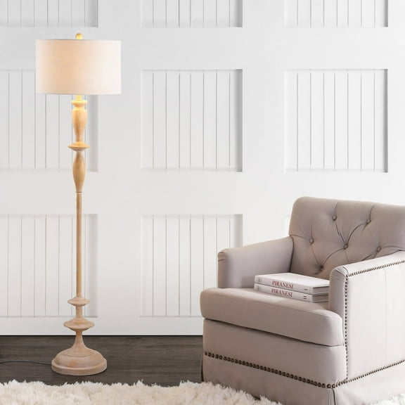 JONATHAN Y Aldrin 63.5" Resin LED Floor Lamp, Brown wood finish, JYL3061A