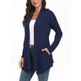 thumbnail image 4 of JWD Womens Casual Lightweight with Pocketes Long Sleeve Open Front Cardigan Navy Blue-XX-Large, 4 of 6