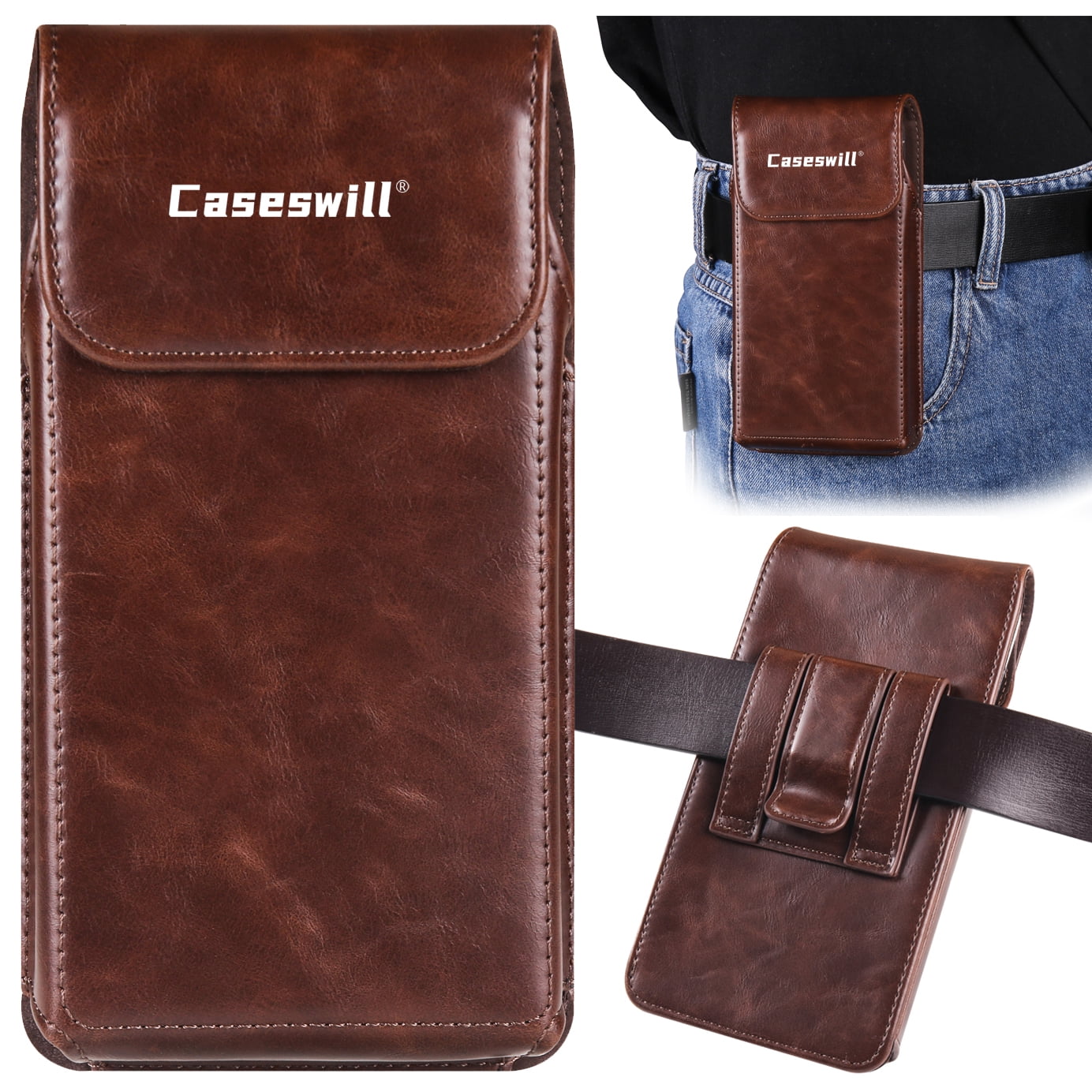 Caseswill For Samsung Galaxy S26 / S25 / S24 / S23 / S22 / S21 / S20 / S10 / S10e / S9 Case Premium Leather Phone Pouch with Belt Clip Holster