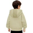 thumbnail image 5 of Bosanter Boys Balaclava Hoodie with Face Mask Kids Full Zip Up Ski Mask Jacket Wind Resistant Cardigan Outwear Tops, Beige 12-13Y, 5 of 6
