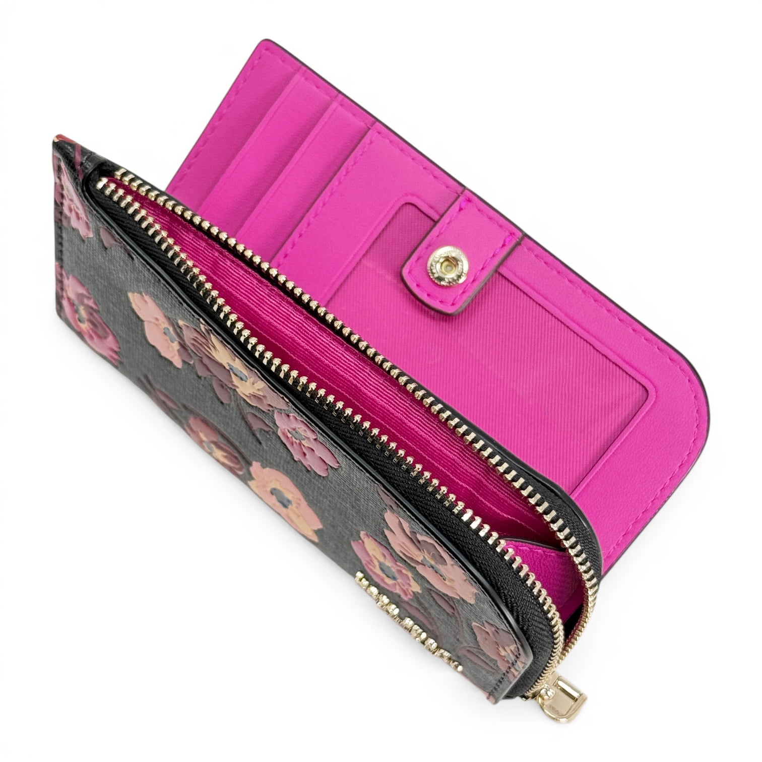 Kate Spade New York Women's Small Slim Floral Card Case (Black Multi)