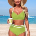 thumbnail image 6 of Duqingm Womens High Waisted Bikini Women's Bikini Set Halter Triangle Swimsuit 2 Piece Bathing Suit Green,M, 6 of 7