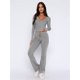 thumbnail image 4 of Conjunto Deportivo de Otoño de 2 Piezas A Juego para Estar en Casa: Pantalón de Pierna y Top Corto con Cuello Henley. Gris Flor L, 4 of 6