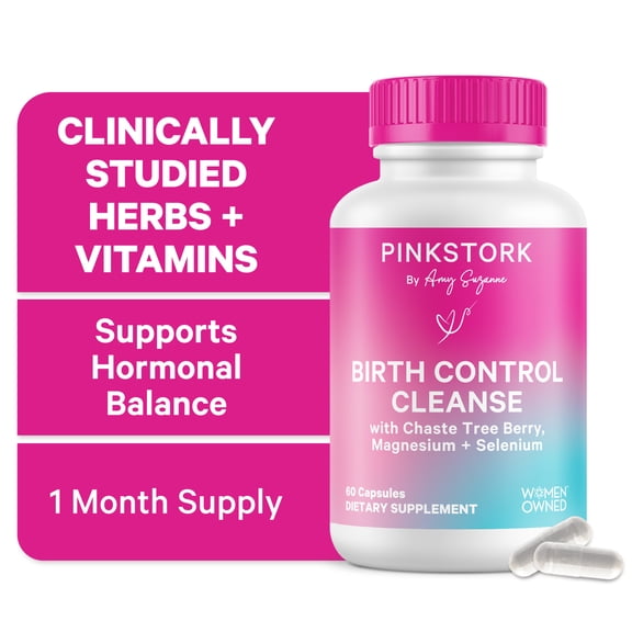 Pink Stork Birth Control Cleanse: Hormone Support with Chaste, Magnesium, Zinc, Vitamin D, 60 Capsules