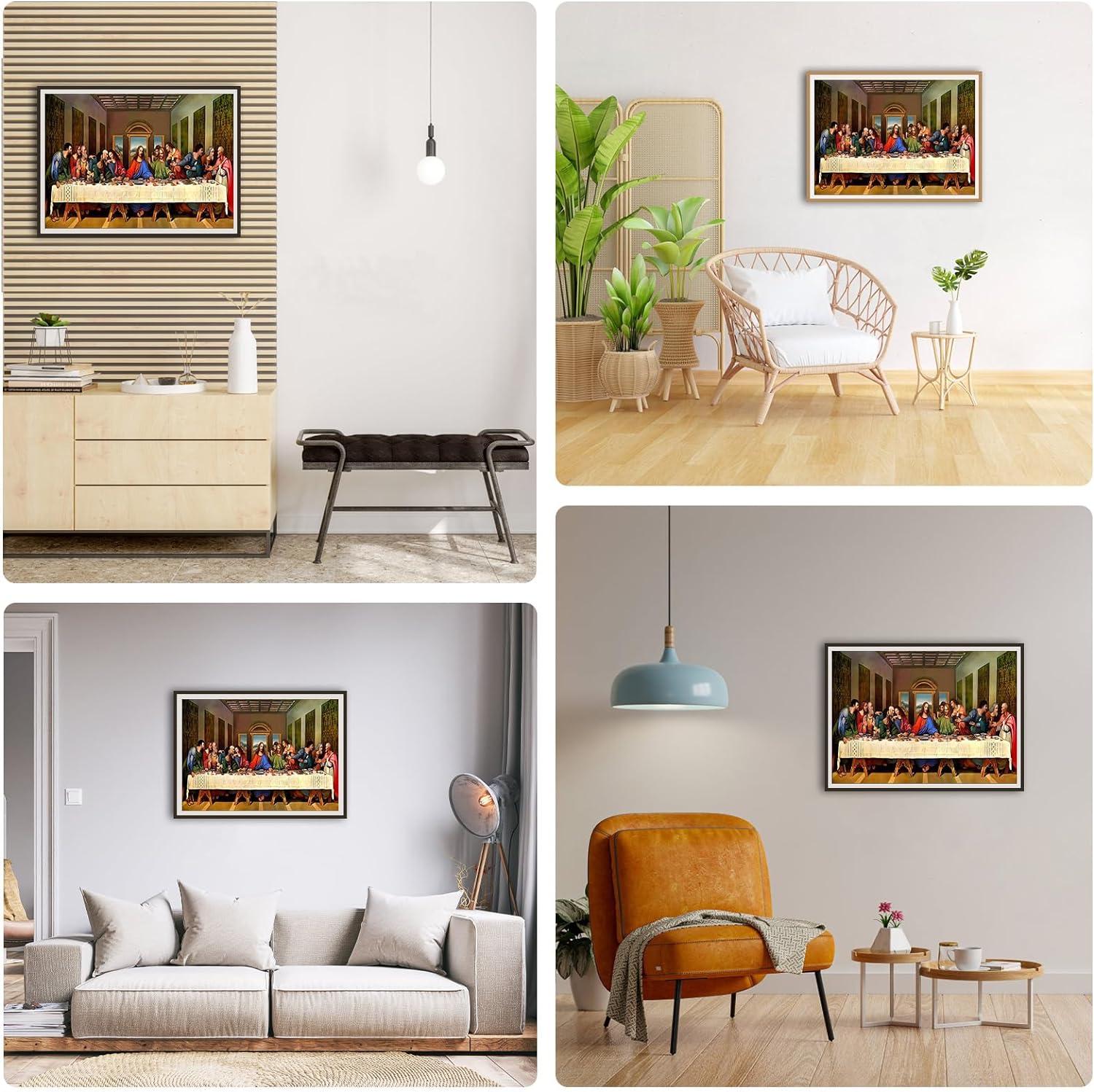 Diamond Art Painting Kits for Adults Beginners, DIY 5D Jesus Religion Diamond Art Kits, Round Full Drill Gem Arts and Crafts Kits The Last Supper, for Home Leisure Wall Decor