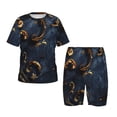 thumbnail image 1 of Fotbe Elegant Gold Scrollwork Pijama Estampada de 2 Piezas para Niños – Ropa de Dormir de Manga Corta Cómoda para Niños y Niñas, Camiseta y Shorts de Algodón-Large, 1 of 6