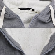 Mens Heavyweight Thermal Zip Up Hoodie Warm Sherpa Lined Sweater Jacket (Light Grey, XL)