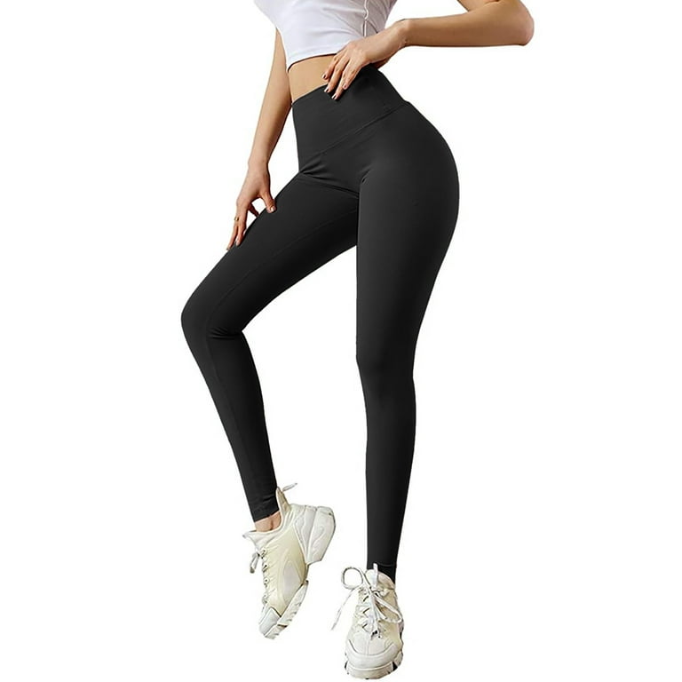 Abcnature Yoga Pants for Women with Pockets, High Waisted Athletic Running  Workout Leggings 7/8 Length, Ladies Hip Lifting Elastic Leggings with Bow  Black M 