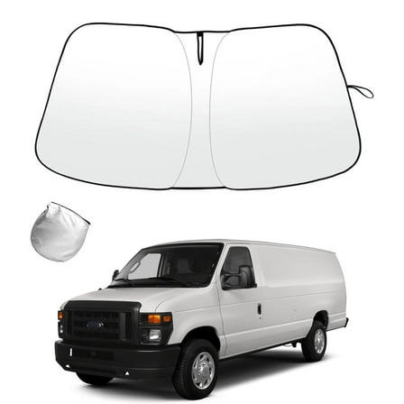 JJMY For Ford Econoline E Series 1992-2025 Car Windshield Sun Shade Visor UV Block , 1 Pack