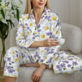 thumbnail image 4 of Goofa Daisies Flowers Printed Women’s 2 Piece Pajama Set Super,Pajamas Women's Long Sleeve Sleepwear Soft Button Down Loungewear Pjs Lounge Set Nightwear-Small, 4 of 9