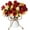 Red Rose, variant on Artificial Flower in Vase,Ceramics Vase with Silk Flower Arrangements Table Centerpieces Wedding Flower Bouquets for Office Meeting Room Home Décor Decoration(Blue)