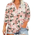 thumbnail image 2 of Roncen Womens Plus Size 3/4 Sleeve Tops Casual V Neck Button Tee Shirts Basic Loose Fit Tunic Blouse, 2 of 5