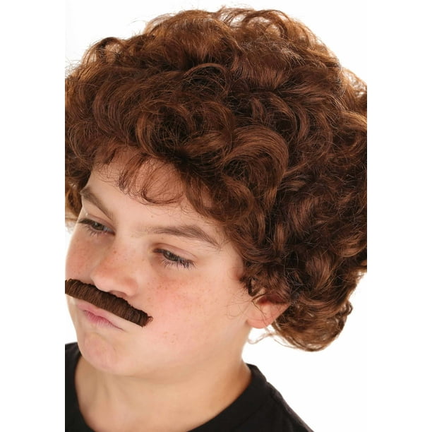 Brown mens hot sale wig and mustache