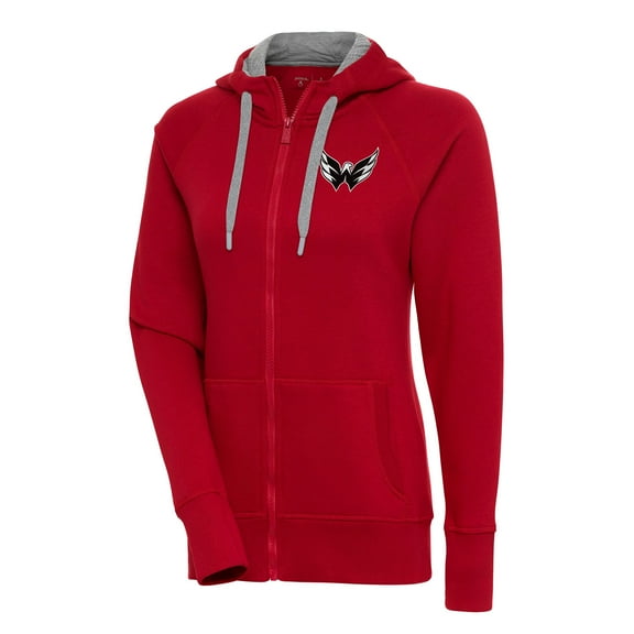 Women's Antigua Red Washington Capitals Metallic Logo Victory Full-Zip Hoodie
