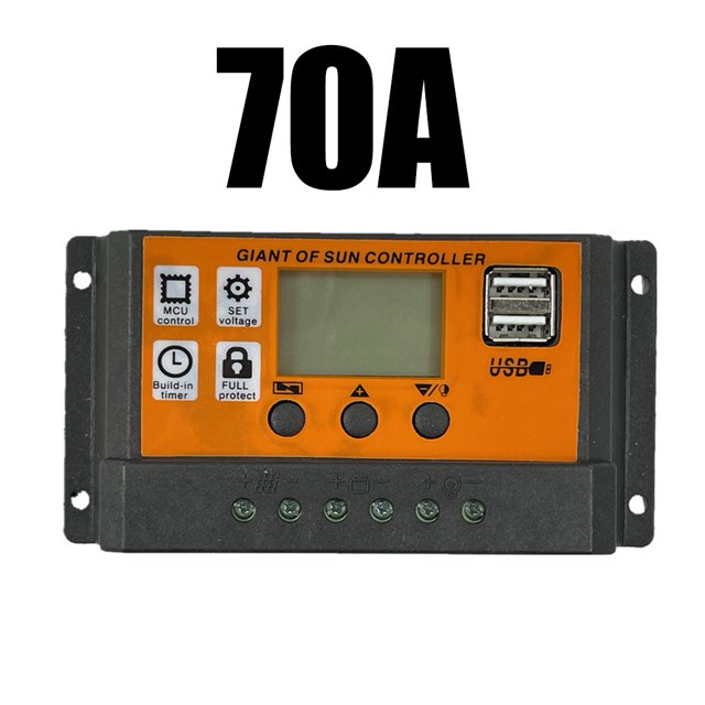 BUYISI Régulateur de Batterie pour Panneau Solaire Résistant à l'Usure Facile à Utiliser Double Port Usb 70A